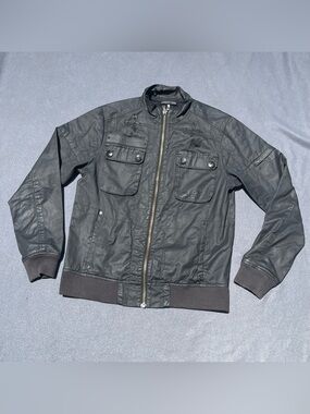Affliction waxed cotton jacket mens medium pre-owned condition black